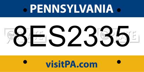 8ES2335 Pennsylvania License Plate