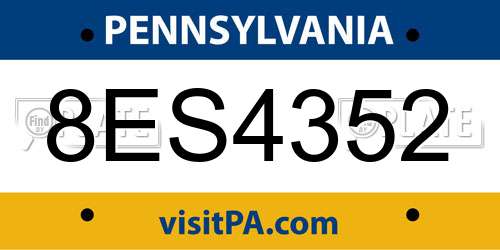 8ES4352 Pennsylvania License Plate