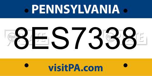 8ES7338 Pennsylvania License Plate