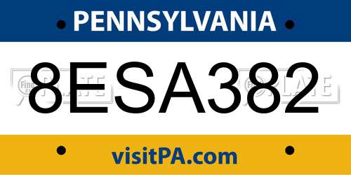 8ESA382 Pennsylvania License Plate