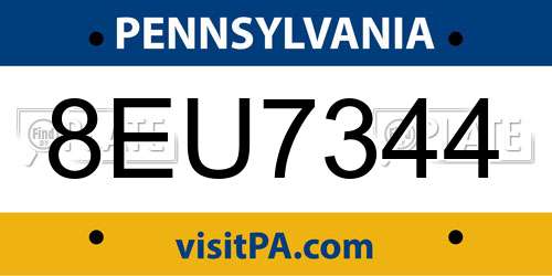 8EU7344 Pennsylvania License Plate