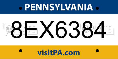 8EX6384 Pennsylvania License Plate