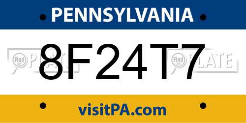 8F24T7 Pennsylvania License Plate