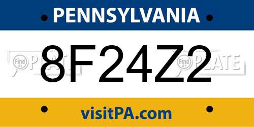 8F24Z2 Pennsylvania License Plate