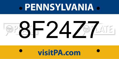 8F24Z7 Pennsylvania License Plate