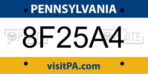 8F25A4 Pennsylvania License Plate