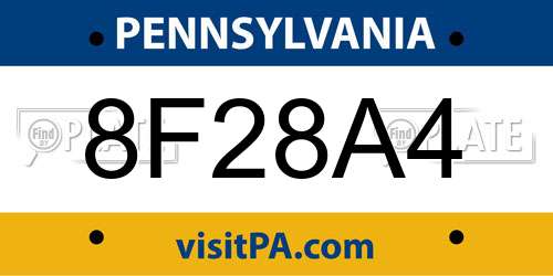 8F28A4 Pennsylvania License Plate