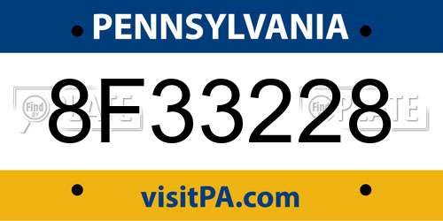 8F33228 Pennsylvania License Plate