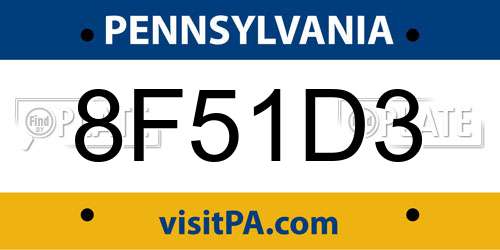 8F51D3 Pennsylvania License Plate