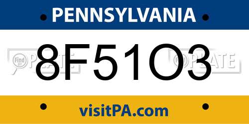8F51O3 Pennsylvania License Plate