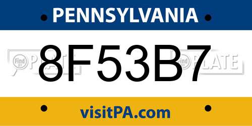 8F53B7 Pennsylvania License Plate