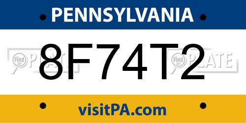 8F74T2 Pennsylvania License Plate