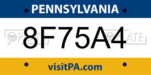 8F75A4 Pennsylvania License Plate