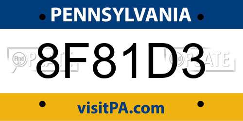 8F81D3 Pennsylvania License Plate