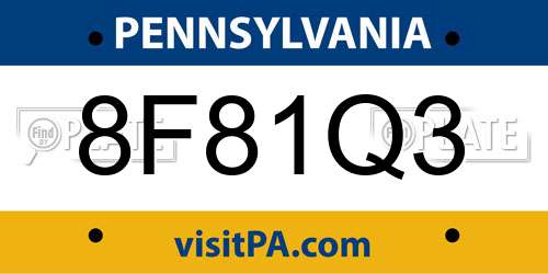 8F81Q3 Pennsylvania License Plate