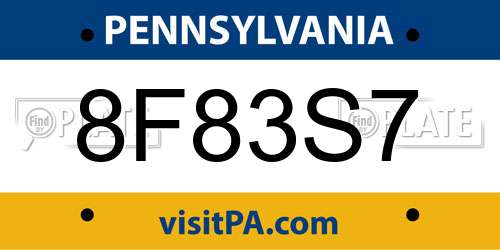 8F83S7 Pennsylvania License Plate