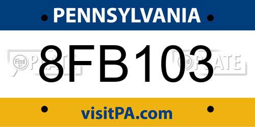 8FB103 Pennsylvania License Plate