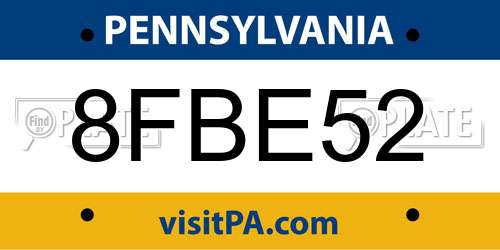 8FBE52 Pennsylvania License Plate