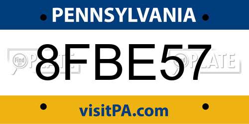 8FBE57 Pennsylvania License Plate