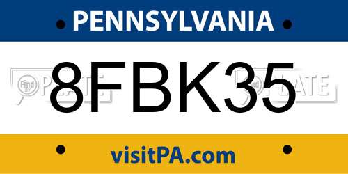 8FBK35 Pennsylvania License Plate