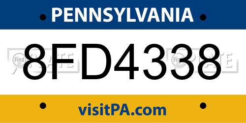 8FD4338 Pennsylvania License Plate