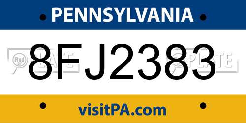 8FJ2383 Pennsylvania License Plate