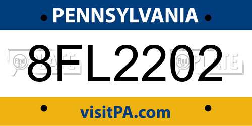 8FL2202 Pennsylvania License Plate