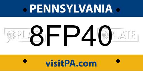 8FP40 Pennsylvania License Plate
