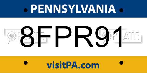 8FPR91 Pennsylvania License Plate