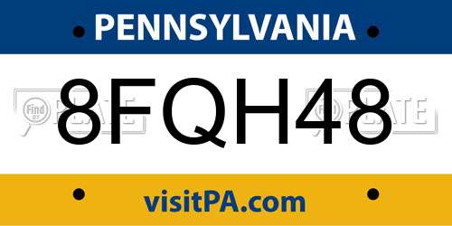 8FQH48 Pennsylvania License Plate
