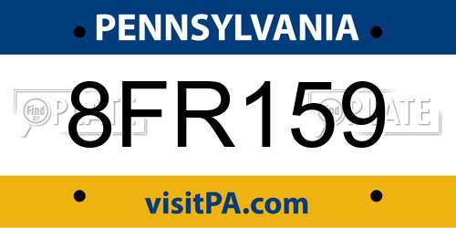 8FR159 Pennsylvania License Plate