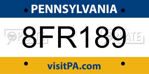 8FR189 Pennsylvania License Plate