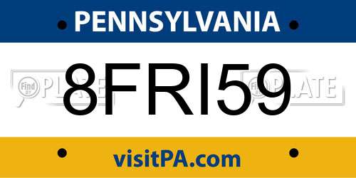 8FRI59 Pennsylvania License Plate