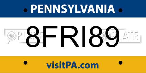 8FRI89 Pennsylvania License Plate