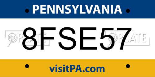 8FSE57 Pennsylvania License Plate