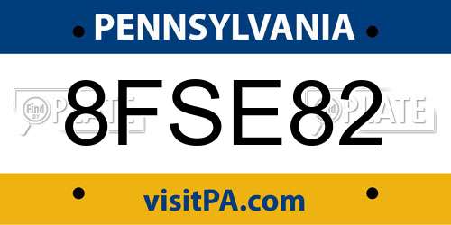 8FSE82 Pennsylvania License Plate