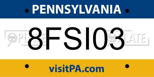 8FSI03 Pennsylvania License Plate