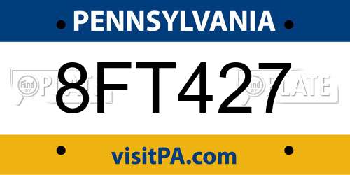 8FT427 Pennsylvania License Plate