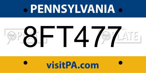 8FT477 Pennsylvania License Plate