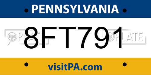8FT791 Pennsylvania License Plate