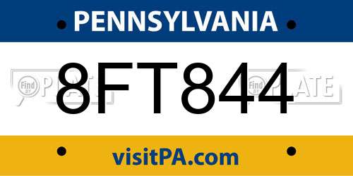 8FT844 Pennsylvania License Plate