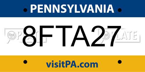 8FTA27 Pennsylvania License Plate