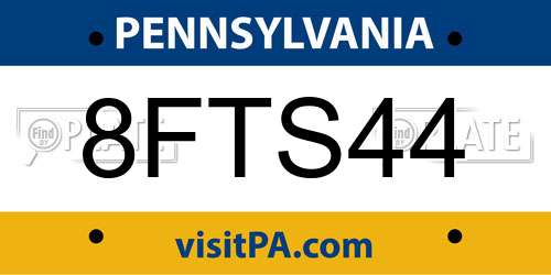 8FTS44 Pennsylvania License Plate