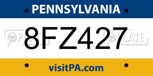 8FZ427 Pennsylvania License Plate