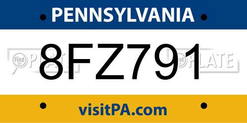 8FZ791 Pennsylvania License Plate