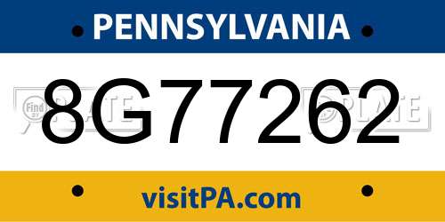 8G77262 Pennsylvania License Plate