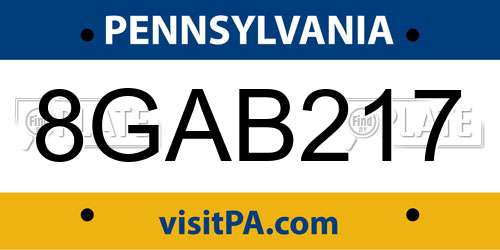 8GAB217 Pennsylvania License Plate