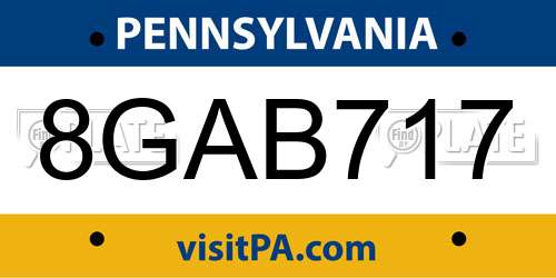 8GAB717 Pennsylvania License Plate