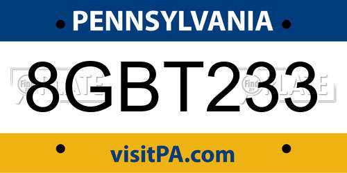 8GBT233 Pennsylvania License Plate