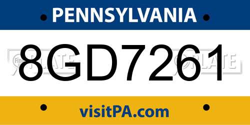 8GD7261 Pennsylvania License Plate